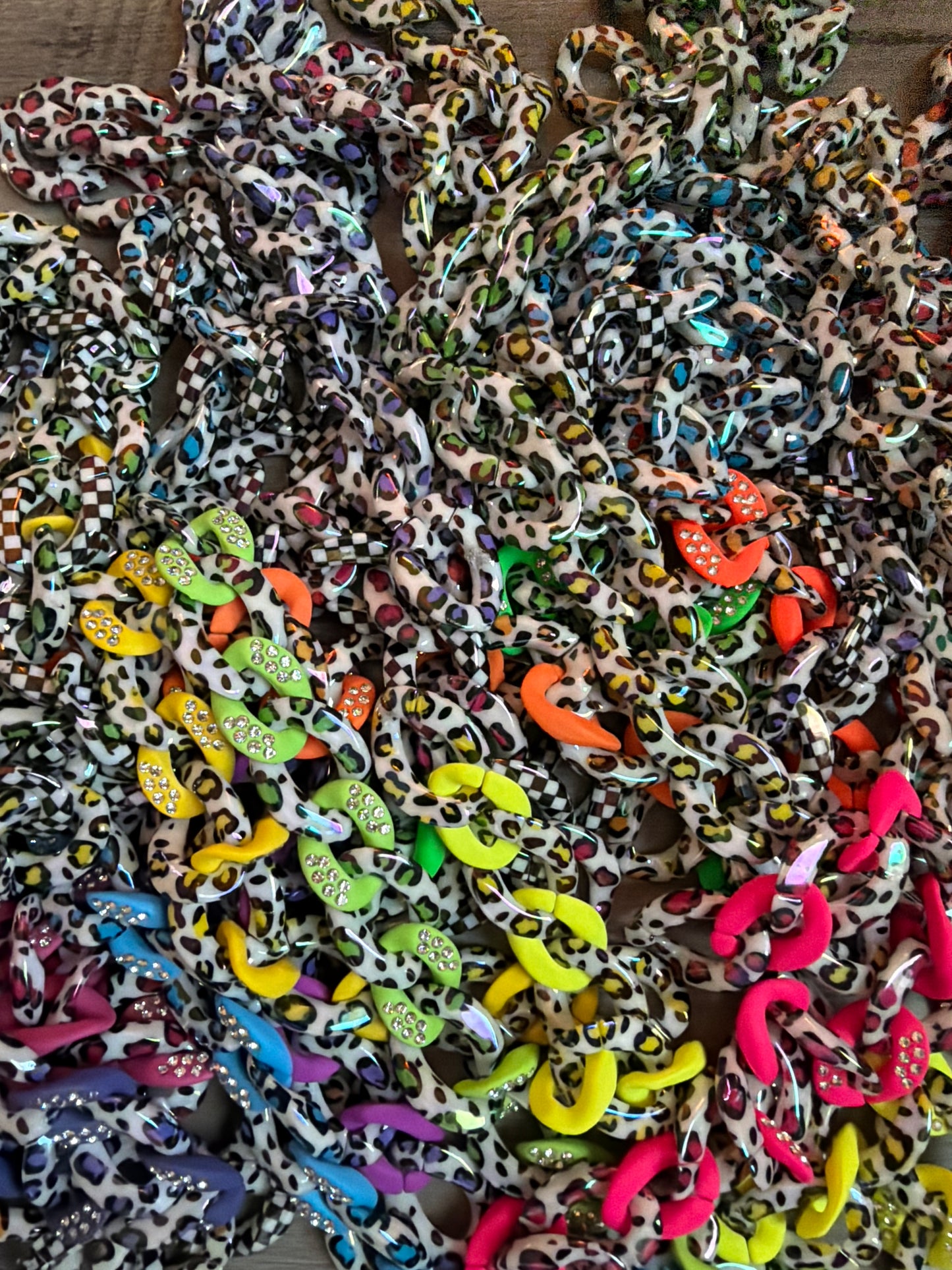 Colored Leopard Chains / Checkered and Rhinestone