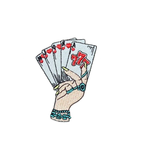 Turquoise Hand With Cards Patch 14i