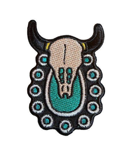 Cattle Skull Turquoise Oval Patch 12o