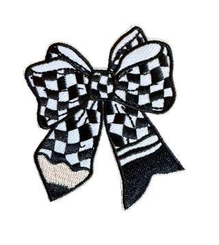 Checkered Pencil Bow Patch 4k
