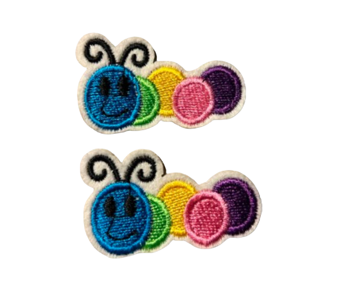 Caterpillar Patch Set of 2! Iron On Ready Patch Colorful Embroidered Filler Patch Hat Bar Butterfy Insect