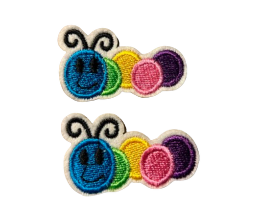 Caterpillar Patch Set of 2! Iron On Ready Patch Colorful Embroidered Filler Patch Hat Bar Butterfy Insect