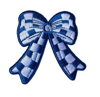 Blue checkered Bow Patch