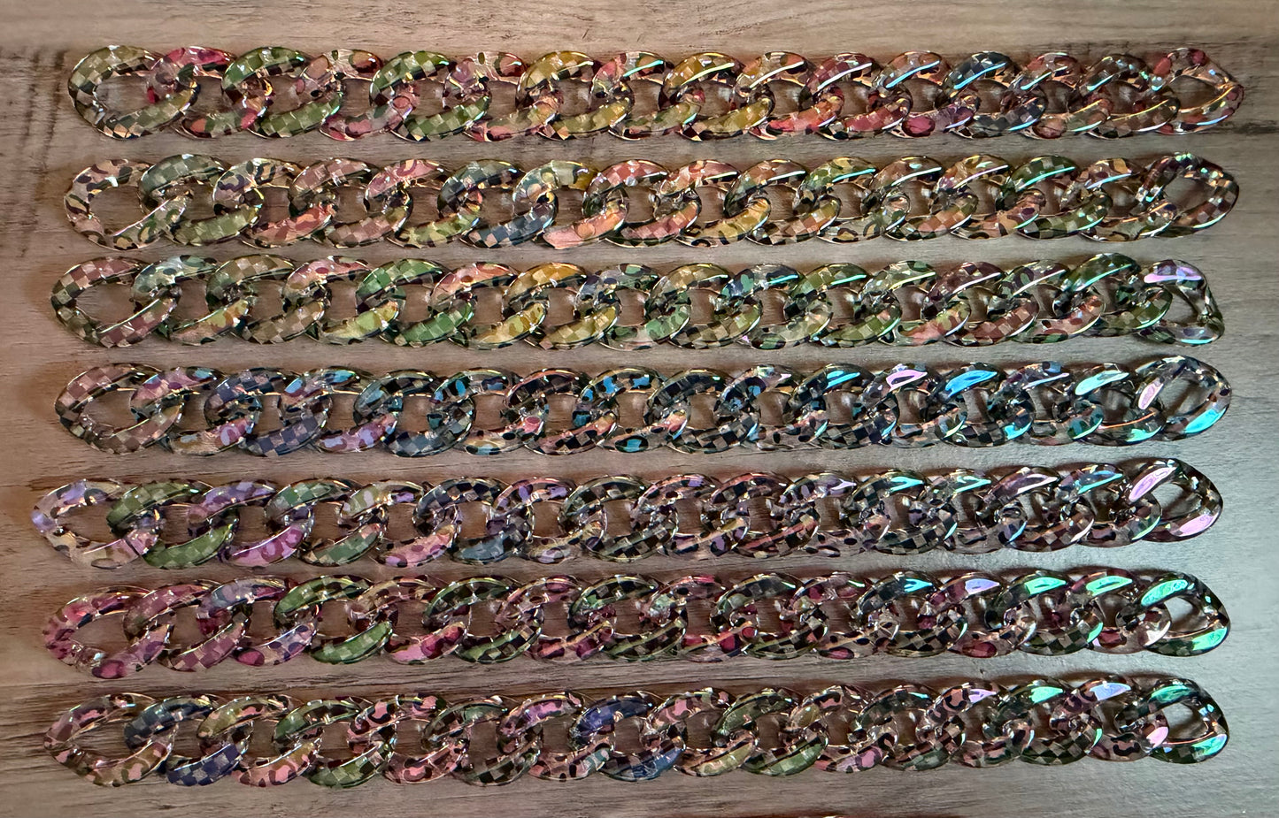 Iridescent Colored Leopard Chains / Checkered and Rhinestone