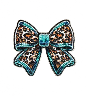 Leopard with Teal Bow Patch 13p