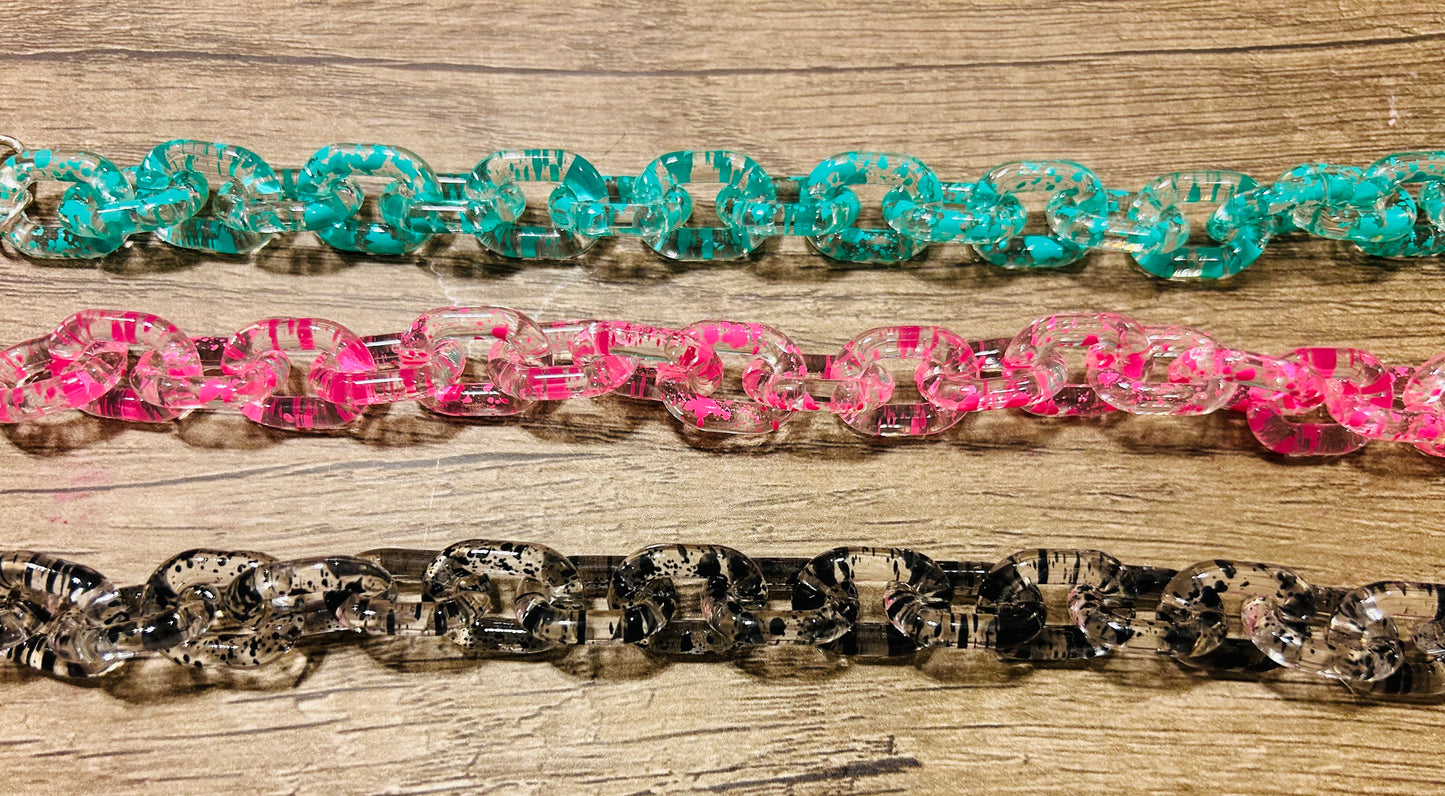 Clear Splatter Oval Link Chain