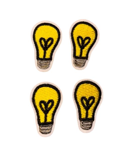 Light Bulb Patch Set of 4!  Iron On Ready Patch  Embroidered Filler Patch Hat Bar Thinking Light