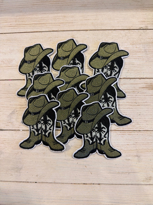 Olive Cowboy Boots Patch