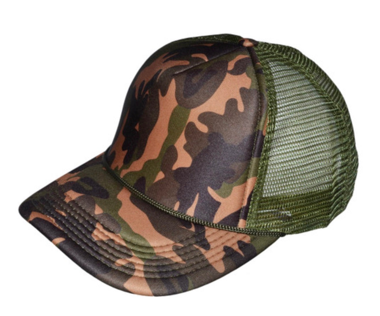 Green Camo  Mid Profile Foam Trucker Hat