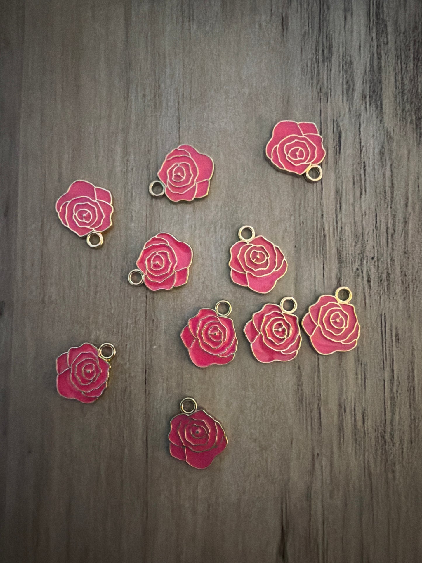 Pink Rose Charm Lot