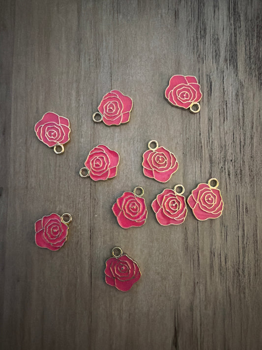 Pink Rose Charm Lot