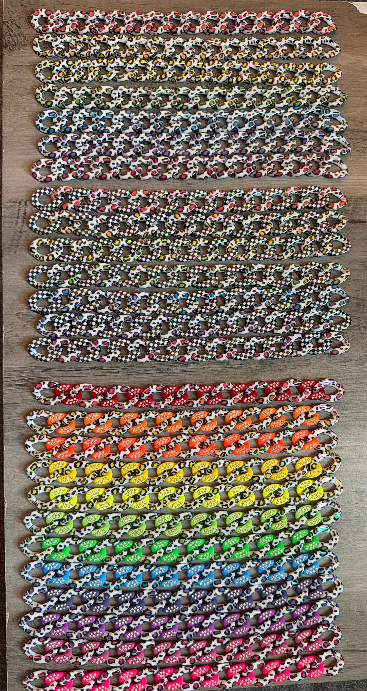 Colored Leopard Chains / Checkered and Rhinestone