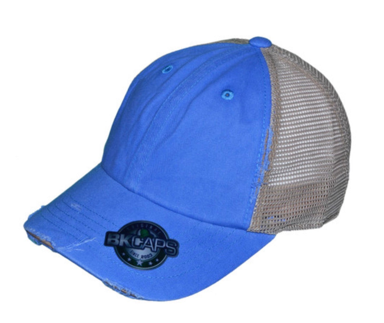 Faded Blue Vintage Pigment Dyed Distresses Trucker Hat Low Profile