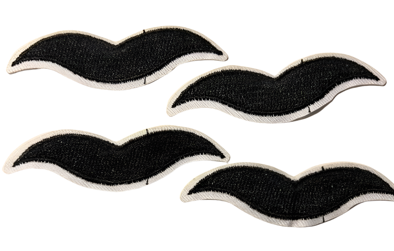 Moustache Patch Lot of 4! Iron On Hat Bar Filler Patch mouth facial hair I Moustache You A Question