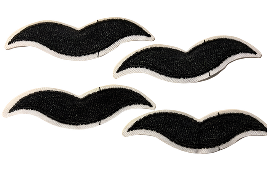 Moustache Patch Lot of 4! Iron On Hat Bar Filler Patch mouth facial hair I Moustache You A Question