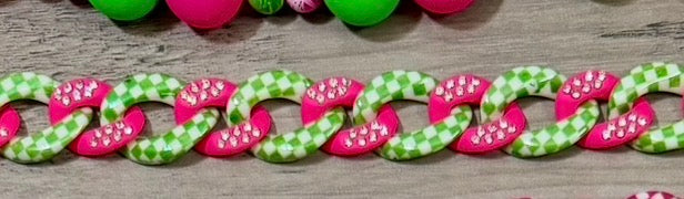Bright Checkered and Rhinestone and Beaded Chains