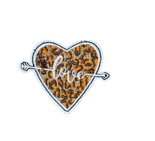 Leopard love Heart Patch 14t
