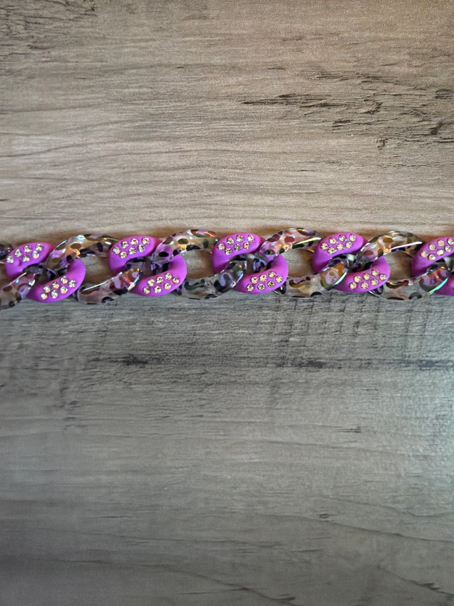 Iridescent Colored Leopard Chains / Checkered and Rhinestone