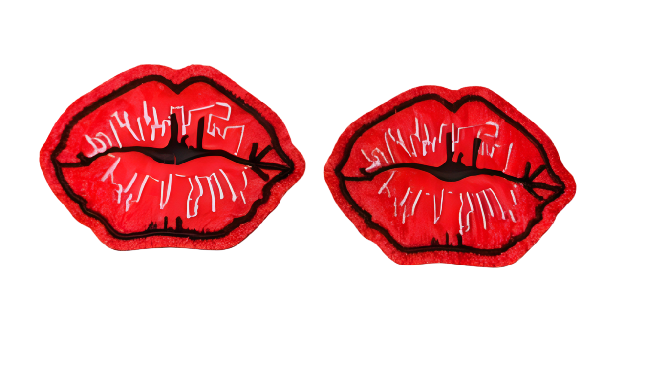 Lips Patch Iron On Lot of 2!  Hat Bar Filler Felt Patch Kiss Kissing Love Lipstick