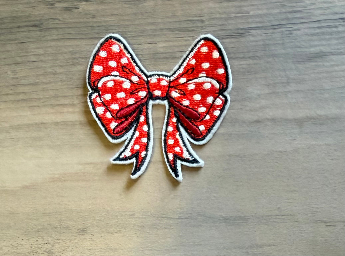 Red Polka Dot Bow Patch