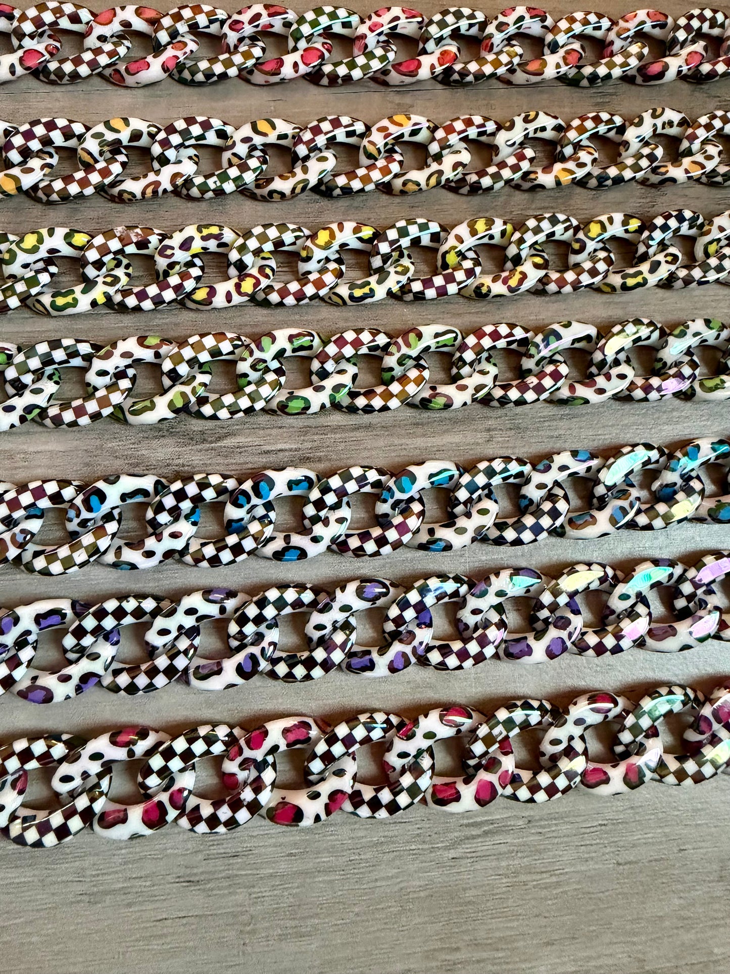 Colored Leopard Chains / Checkered and Rhinestone