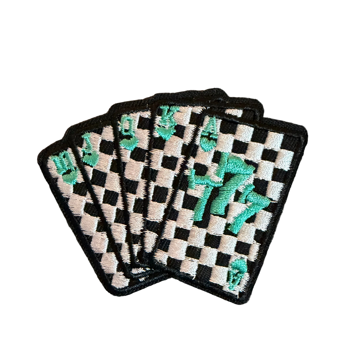 Checkered Turquoise 777 Cards Patch