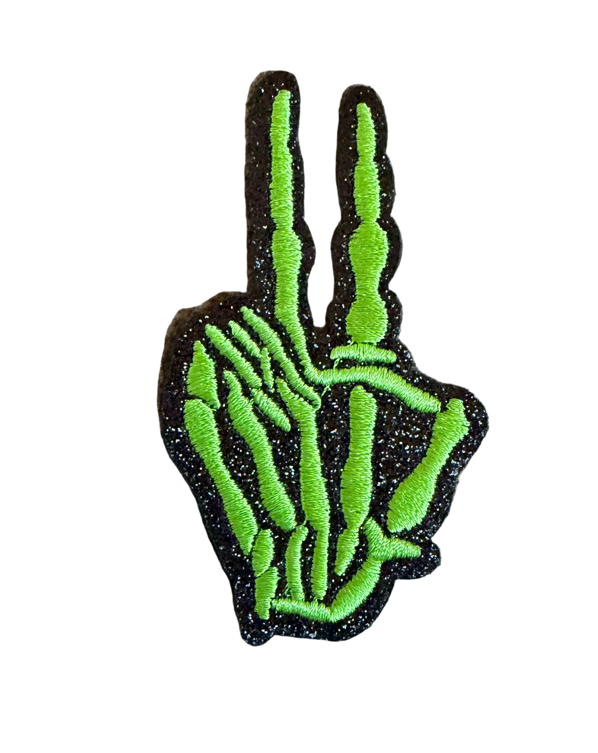 Neon Green Skull Peace Patch