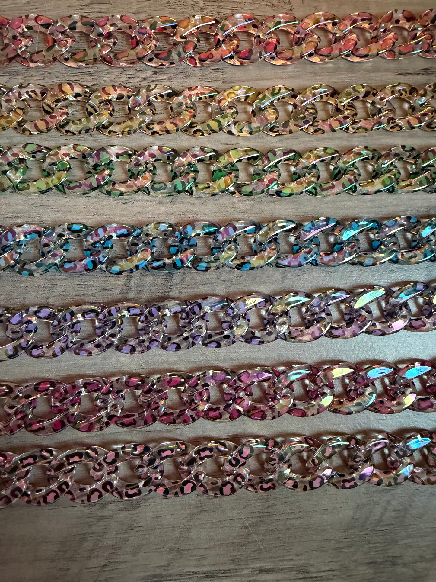 Iridescent Colored Leopard Chains / Checkered and Rhinestone