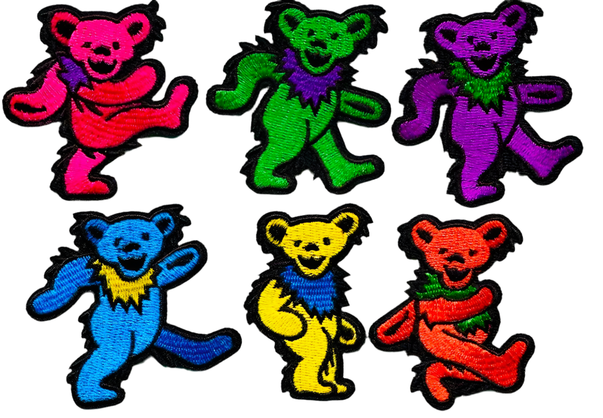 GRATEFUL DEAD Patches Dancing Colored Bear Patches LOT of 6 or Individually- Iron On Ready Brand New Rainbow