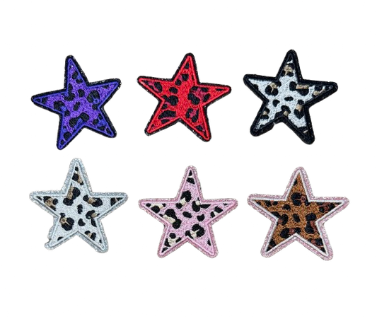 Glitter Leopard Star Patch 14s