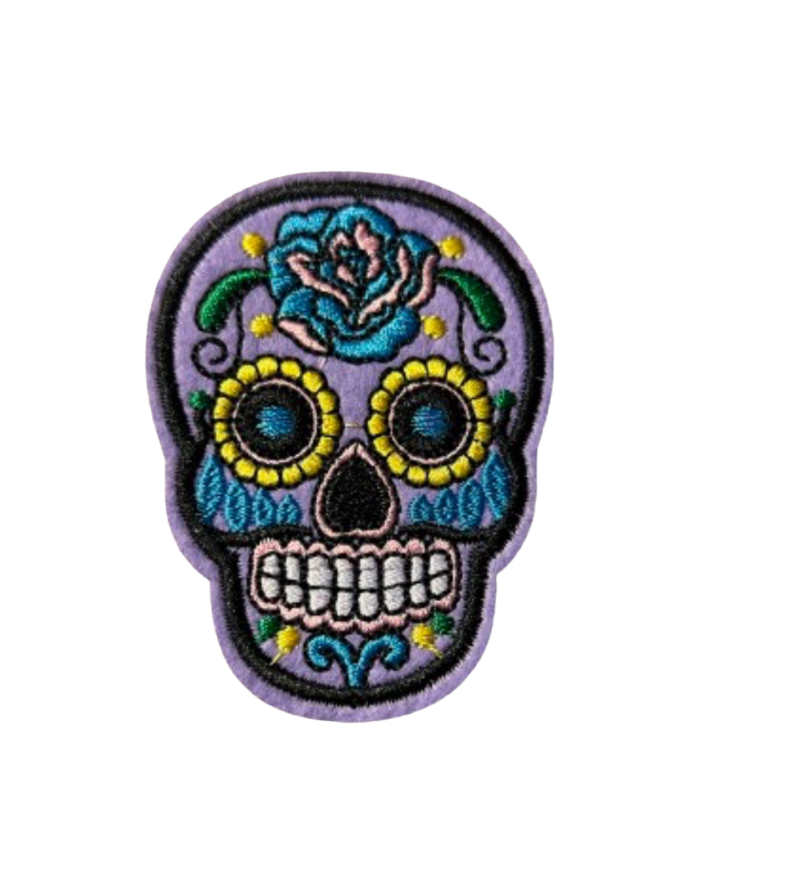 Spanish Sugar Skull Patch Iron On Ready Embroidered Mexican Sugar Skull Day of the Dead Pick Your Color