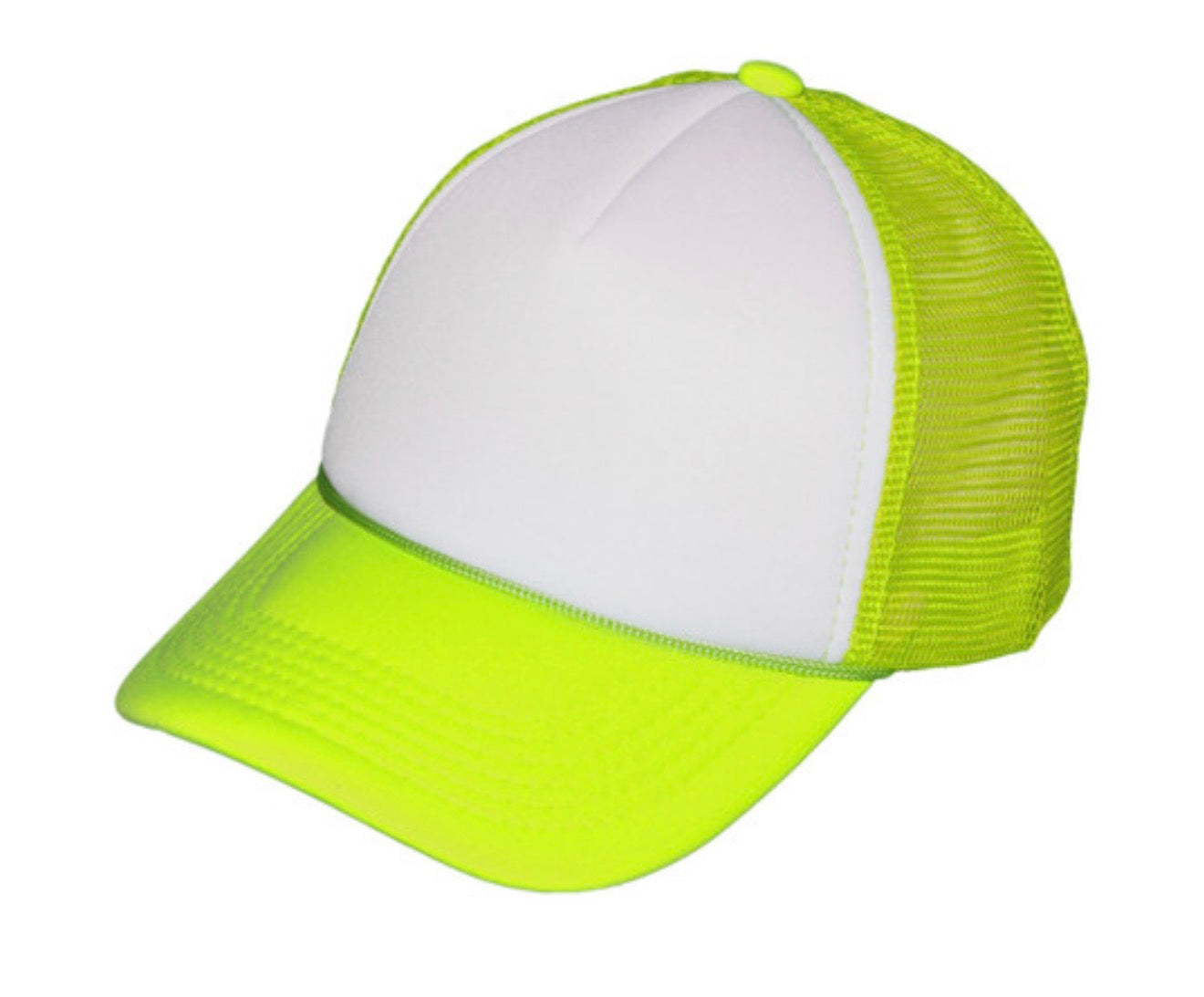 White/Neon Yellow Mid Profile Foam Trucker Hat