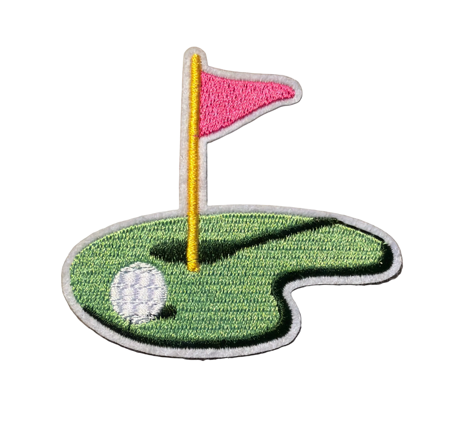 Golf Green Pink Flag Patch 17j