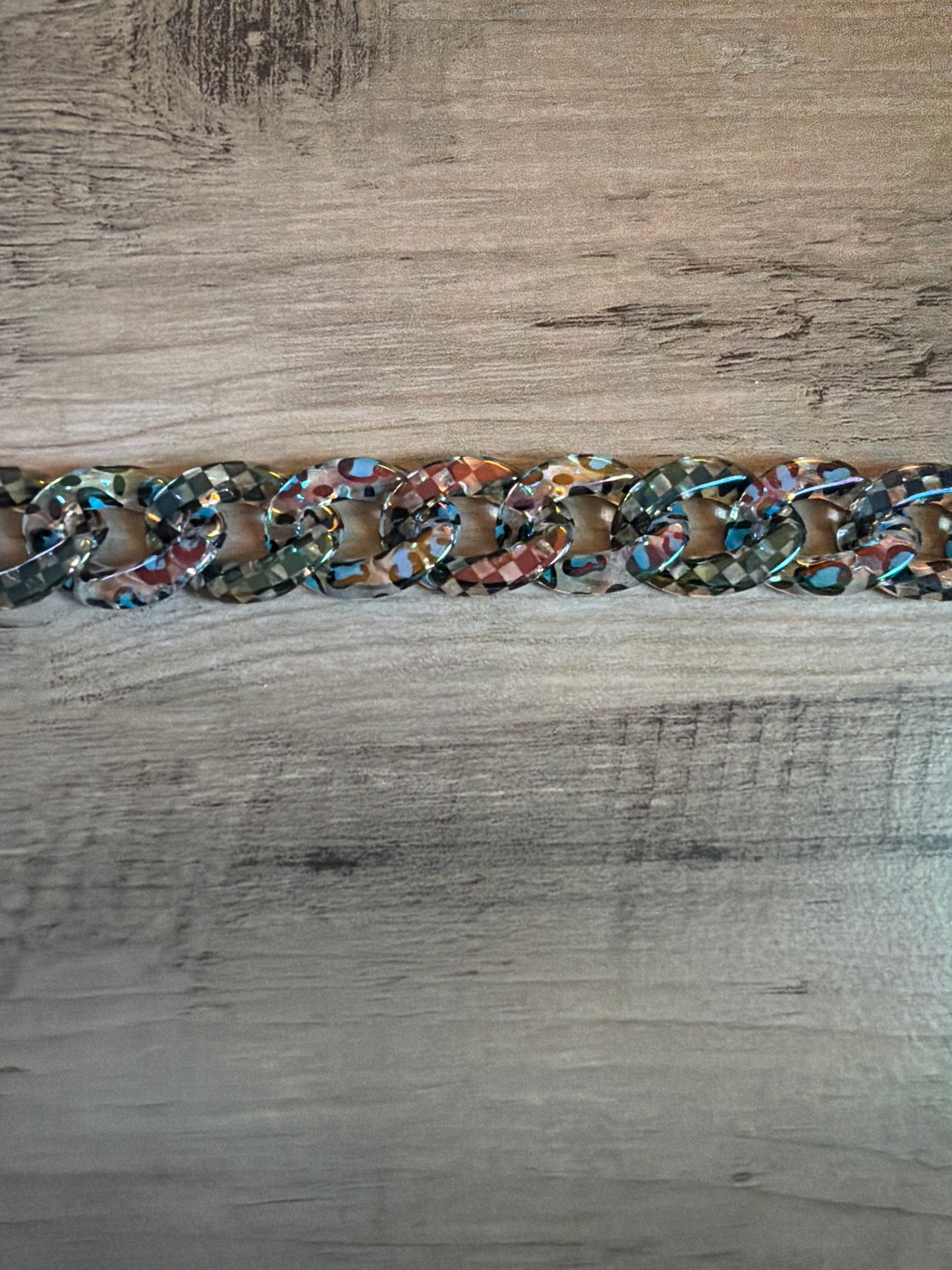Iridescent Colored Leopard Chains / Checkered and Rhinestone
