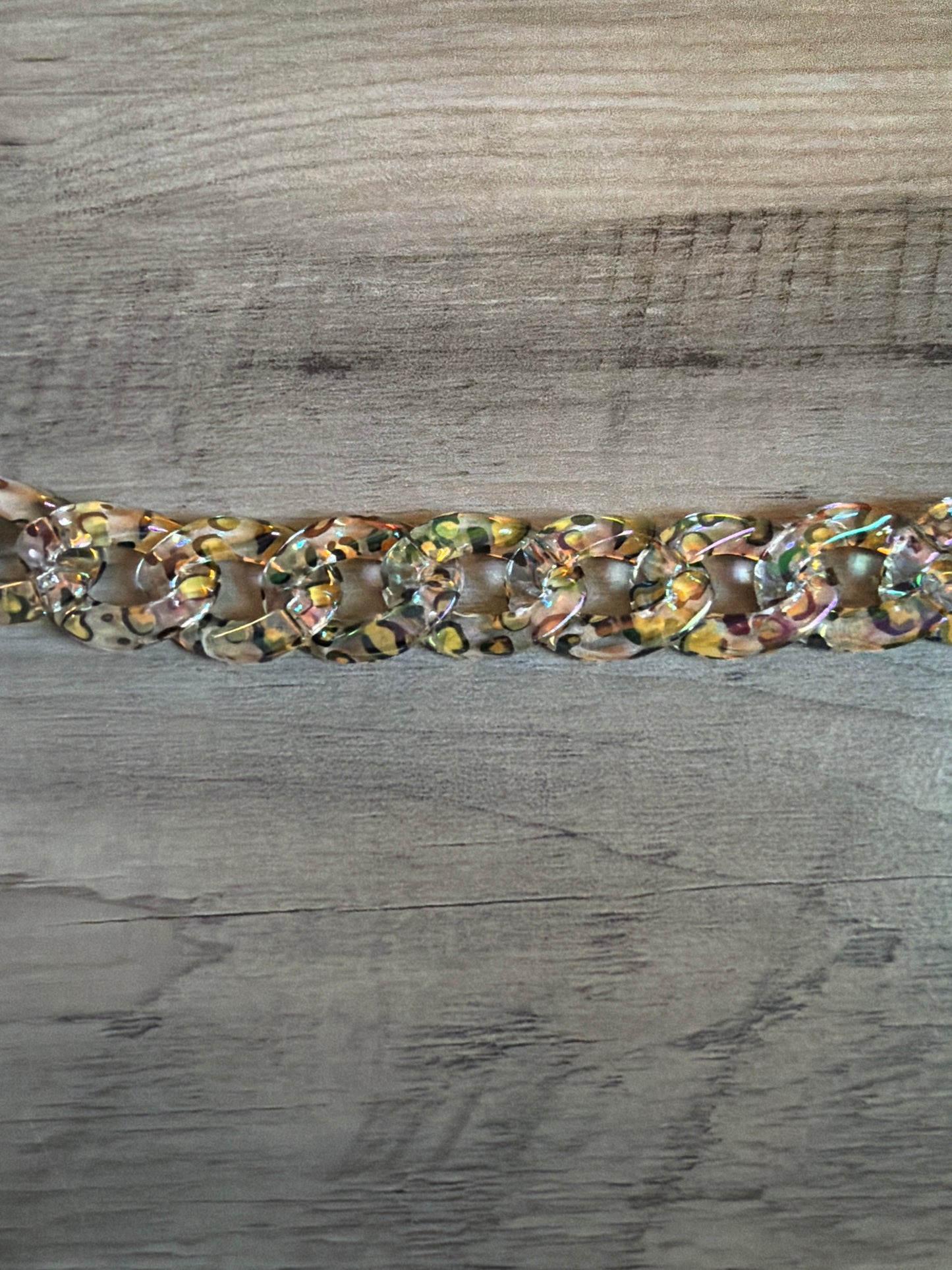 Iridescent Colored Leopard Chains / Checkered and Rhinestone