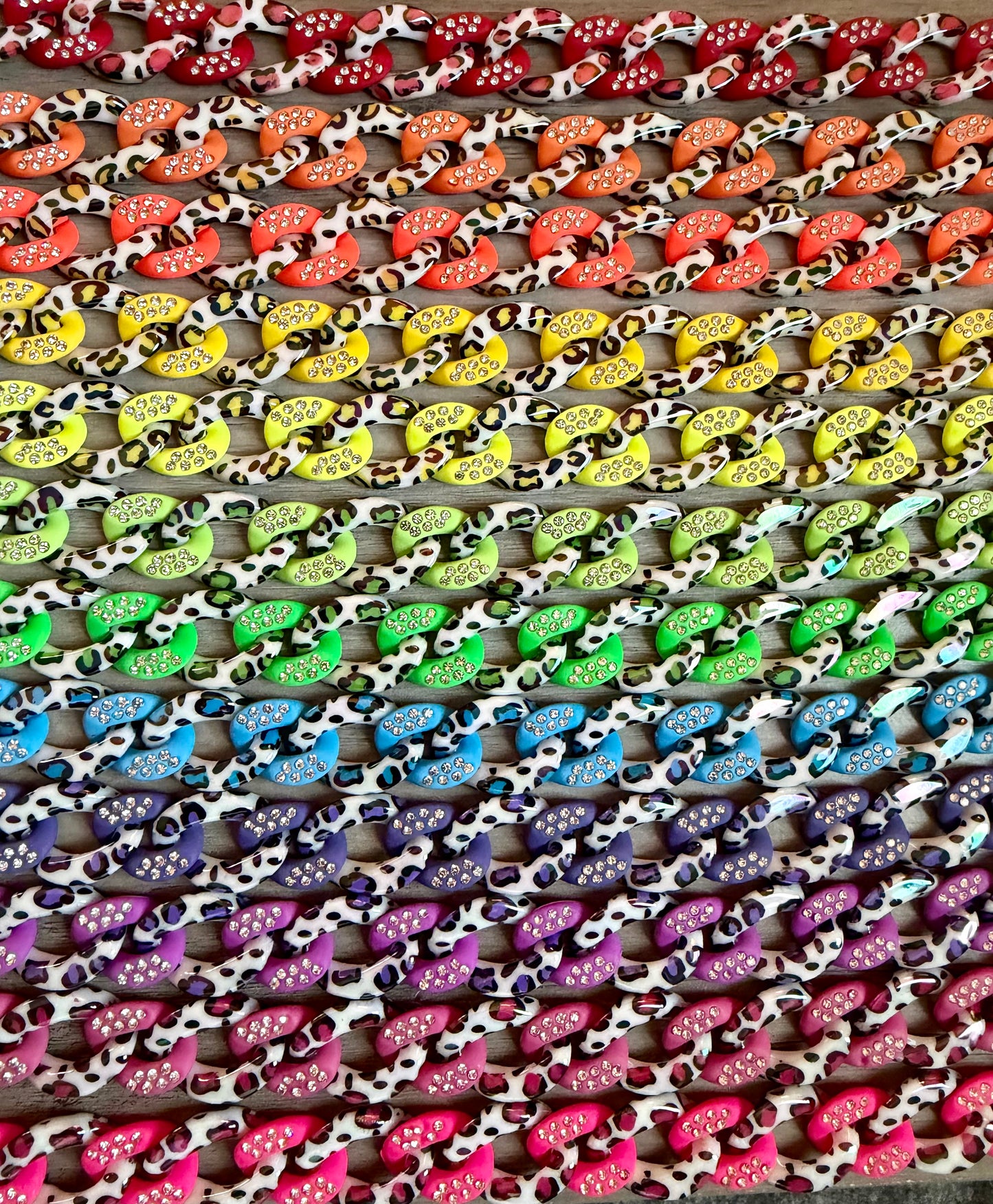 Colored Leopard Chains / Checkered and Rhinestone