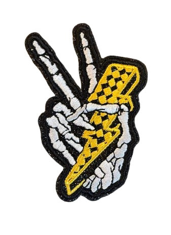 Skull Hands Lighting Bolt Patch