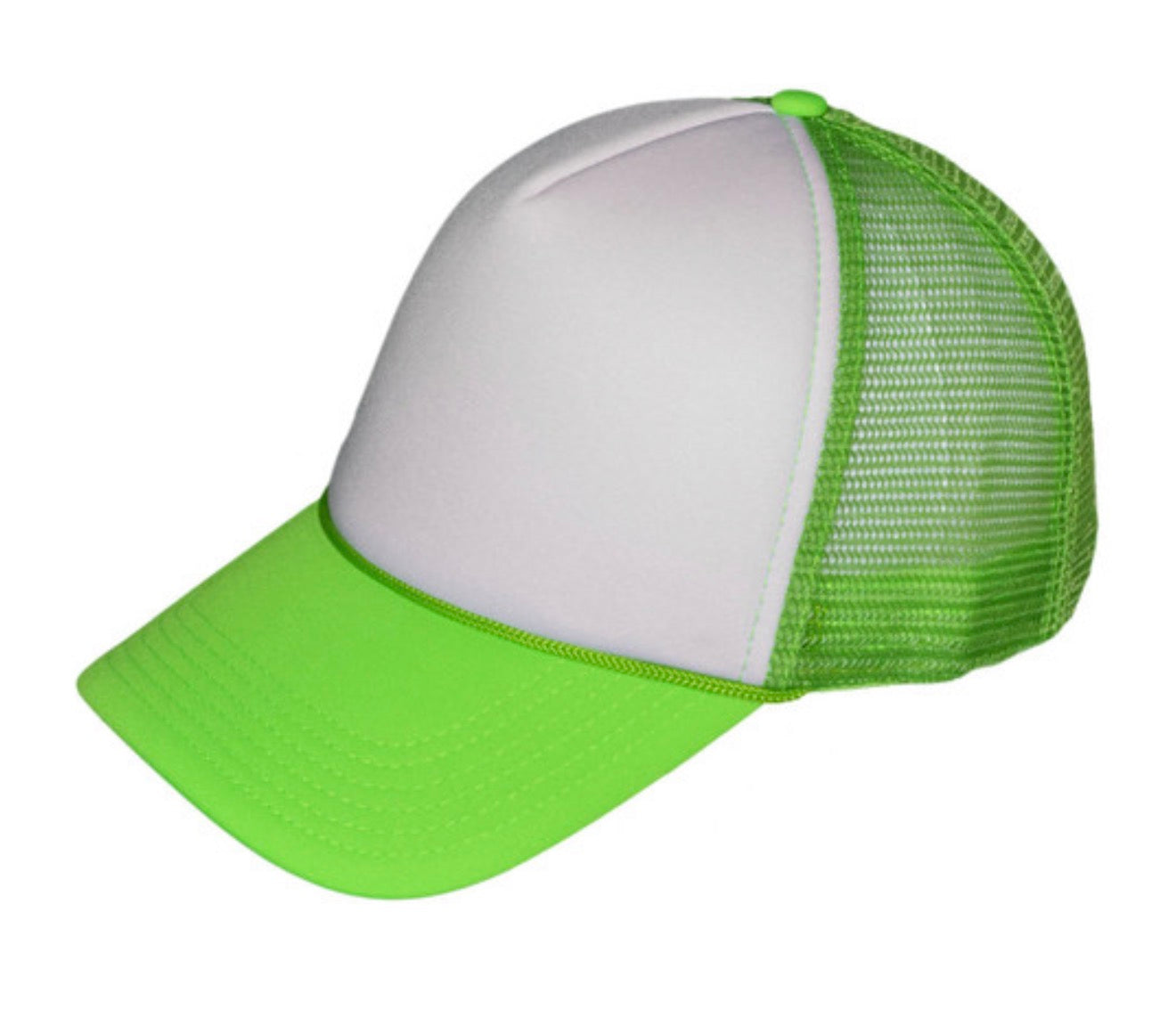 White/Neon Green Mid Profile Foam Trucker Hat