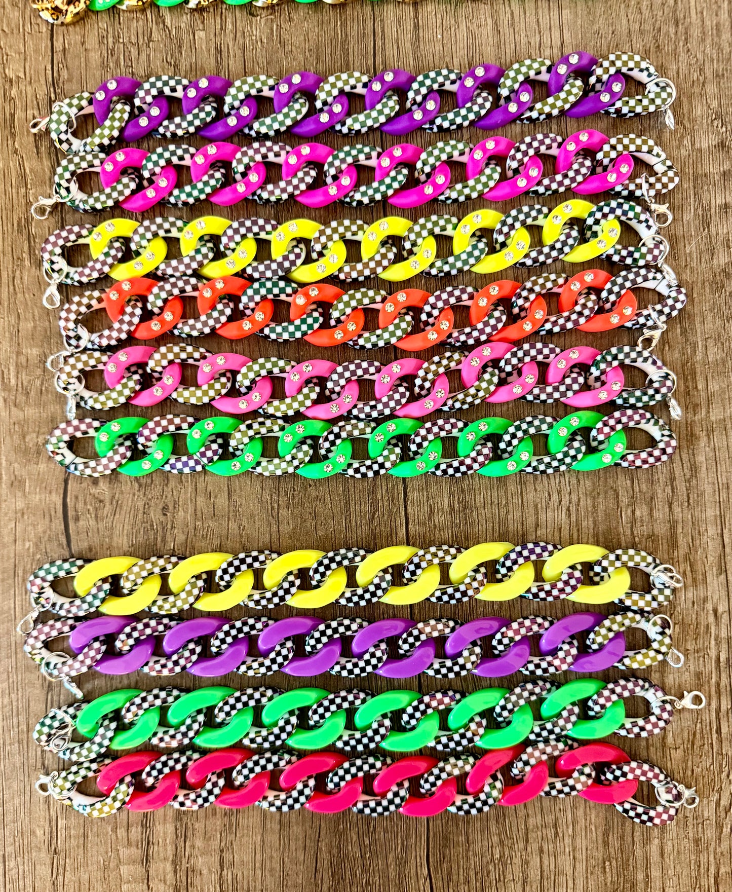 Large Checkered and Neon Chains