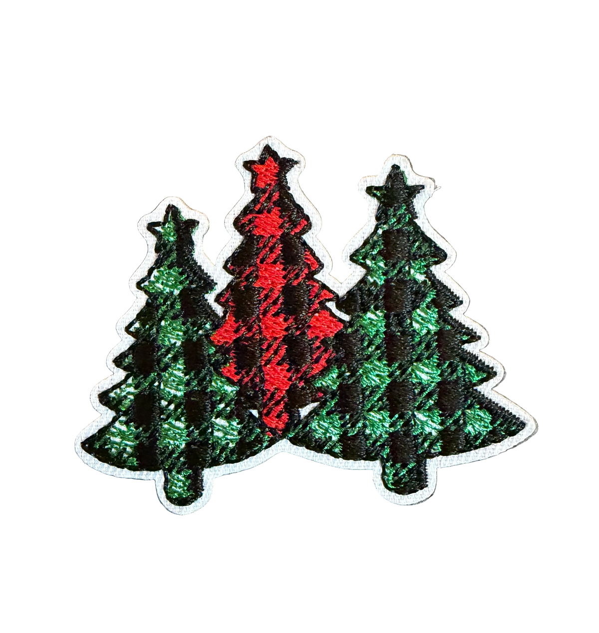 Green/Red Checkered Christmas Trees Patch