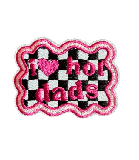 I Love Hot Dads Checkered Patch 12b