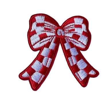 Red checkered Bow Patch