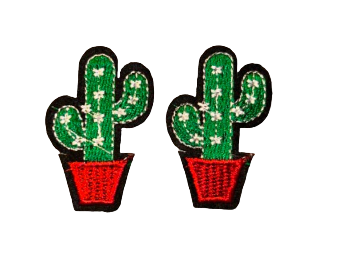 Cactus Patch Set of 2!  Iron On Ready Patch  Embroidered Filler Patch Hat Bar Flower Prick Desert