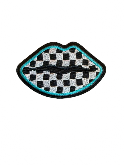 Checkered Lips Turquoise Patch