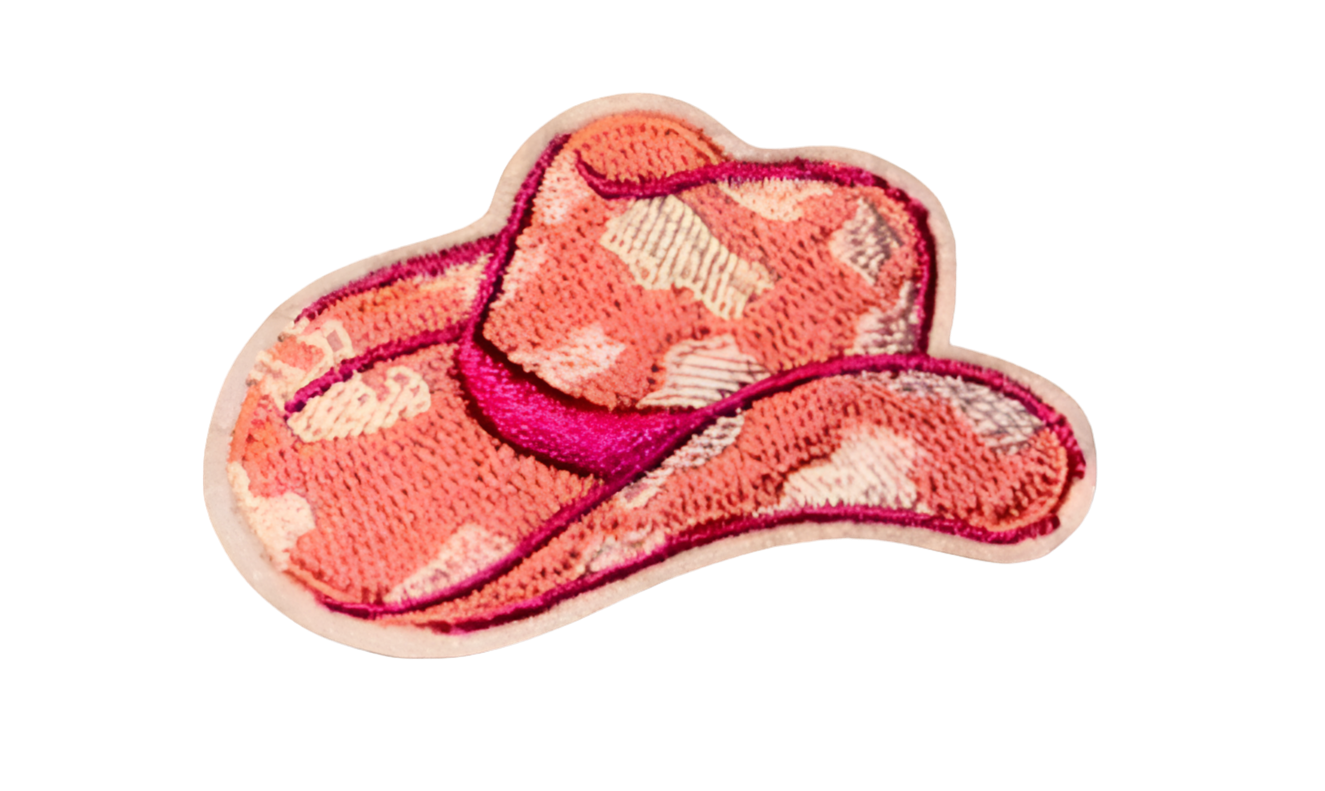 Cowboy Hat Patch Iron On Cow Print Pink Hat Bar Filler Embroidered Patch Western Rodeo Pink Cowboy Boots