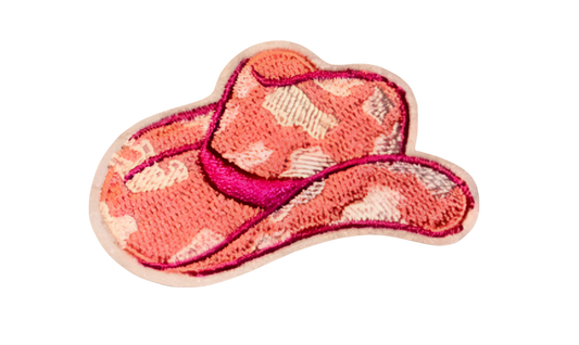 Cowboy Hat Patch Iron On Cow Print Pink Hat Bar Filler Embroidered Patch Western Rodeo Pink Cowboy Boots