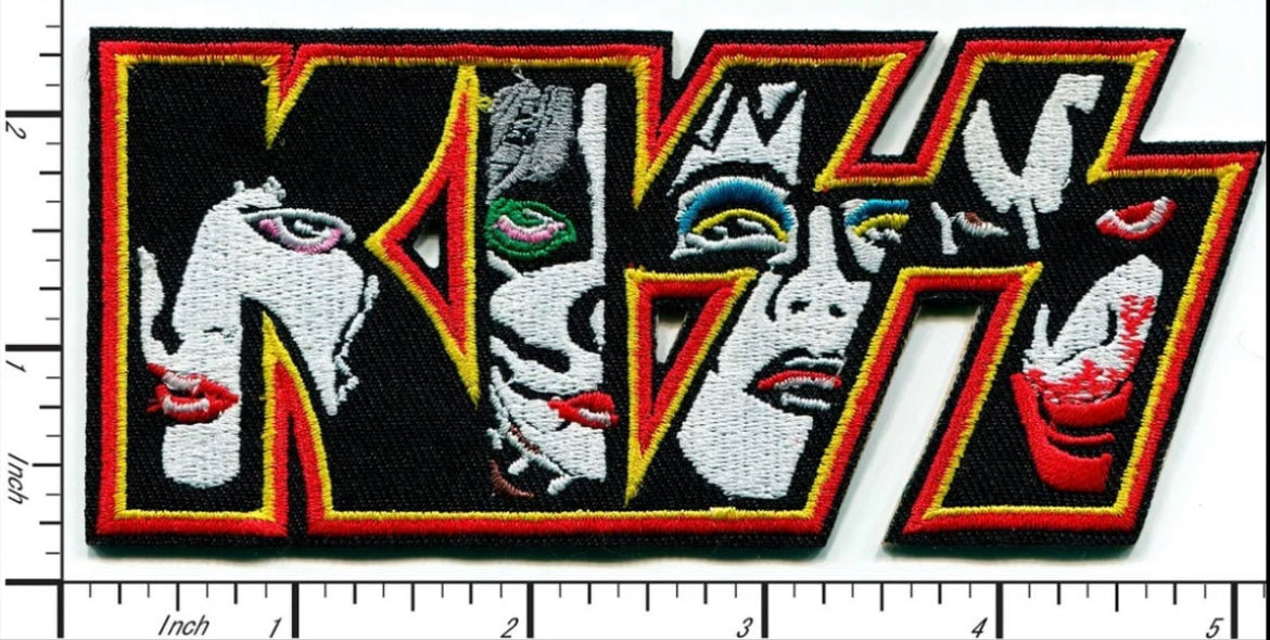 Kiss Patch Iron On or Sew Band Embroidered Music Rock FACES Patch