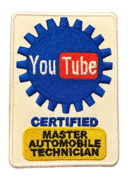 YouTube Certified Master Automobile Technician ASE Funny Novelty 2.5x4” Iron On Ready