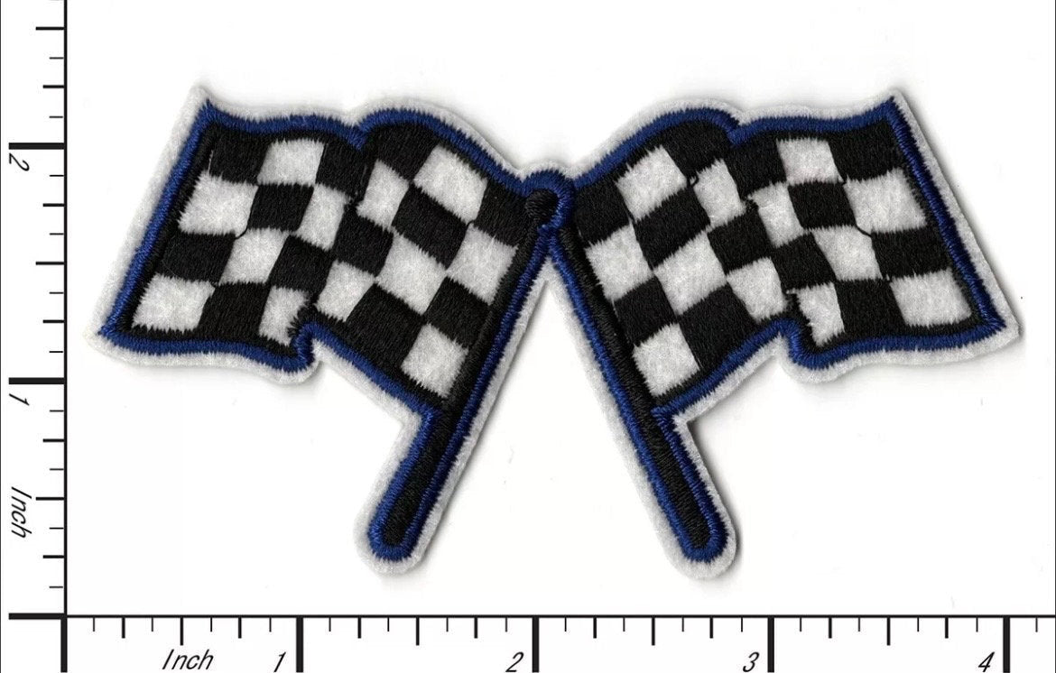 Racing Flag Patch Iron On Ready Patch  Embroidered Filler Patch Hat Bar Patch Racetrack