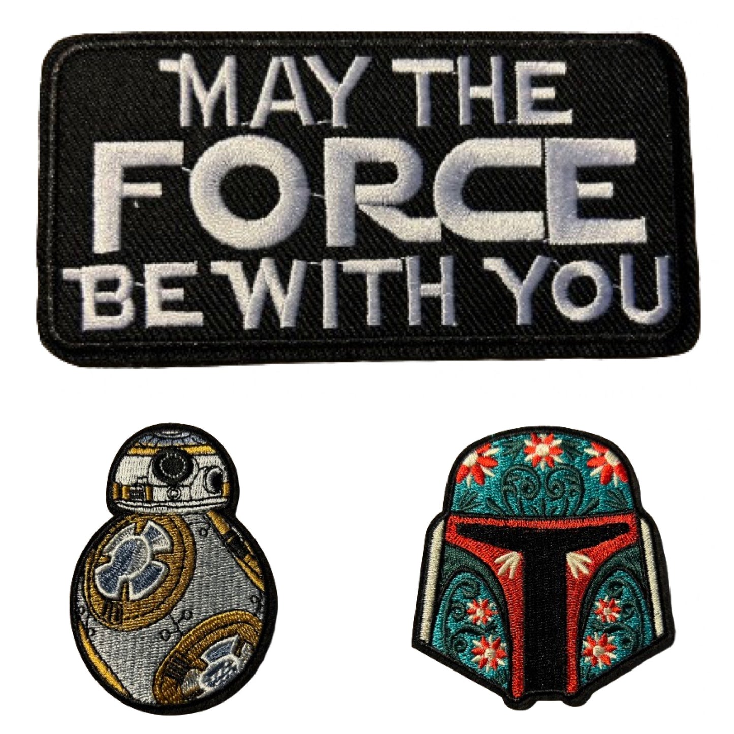 Star Wars Iron On Patches - Your Choice - May The FOrce Be With You, BB8, Mandalorian